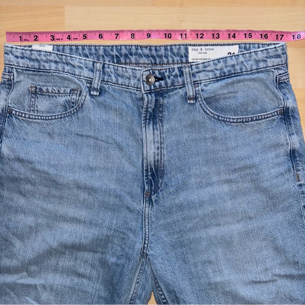 Rag & Bone Lori Mid Rise Wide Leg Jeans Sz 31 Light Acid Wash - Picture 9 of 12